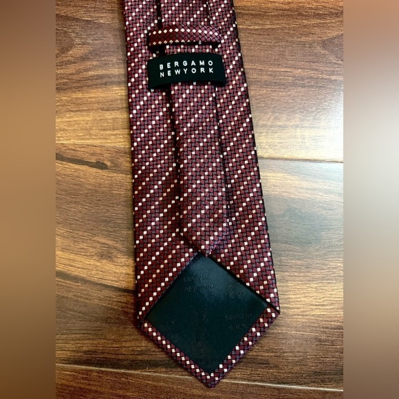 BERGAMO NEW YORK Red/Burgundy Striped Repp Tie - Picture 4 of 11